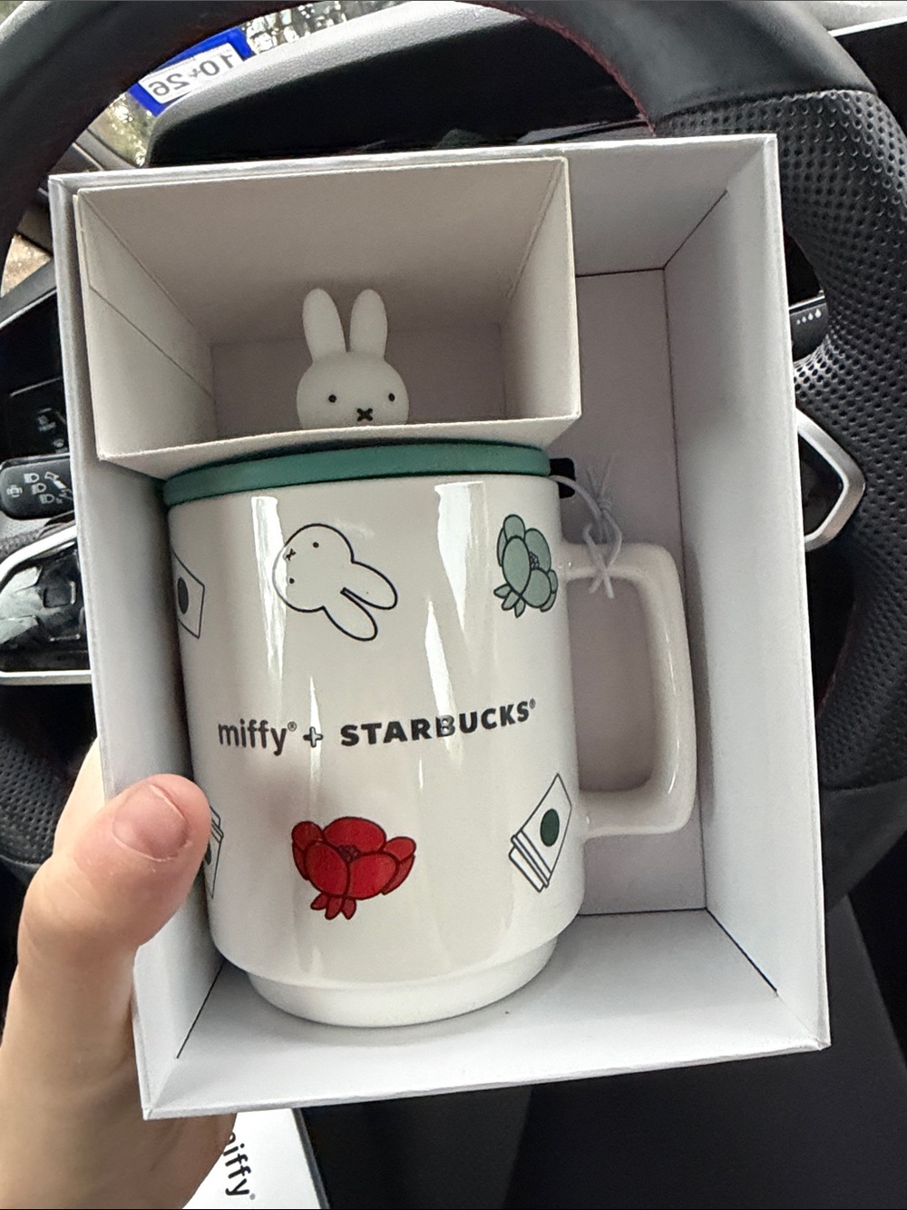 Starbucks x Miffy White Ceramic Mug with Red & Mint Accents